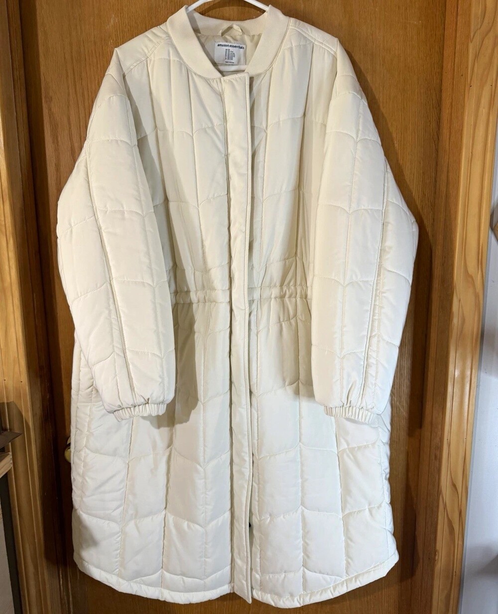 Amazon Essentials Ivory Solid Quilted Collared Long Sleeve Coat Plus 3X